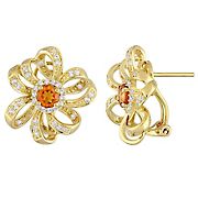 1.6 ct. t.g.w Citrine and White Topaz Flower Earrings in 18k Yellow Gold Plated Sterling Silver