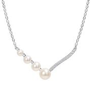 4-7.5mm Cultured Freshwater Pearl and 0.33 ct. t.g.w. Created White Sapphire Necklace in Sterling Silver
