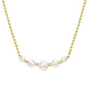 4.5-8mm Cultured Freshwater Pearl and White Topaz Necklace in 18k Yellow Gold Plated Sterling Silver