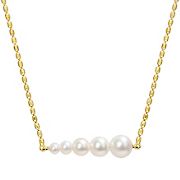 3-7.5mm Cultured Freshwater Pearl Graduated Bar Necklace in 18k Yellow Gold Plated Sterling Silver