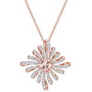 2.2 ct. t.g.w Morganite and White Topaz Spike Necklace in Rose Plated Sterling Silver