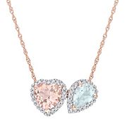 1.75 ct. t.g.w Morganite Aquamarine and 0.2 ct. t.w Diamond Necklace in 10k Rose Gold