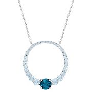 3.87 ct. t.g.w Blue Topaz Graduated Open Circle Necklace in Sterling Silver