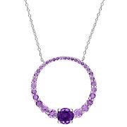 3 ct. t.g.w Amethyst Graduated Open Circle Necklace in Sterling Silver