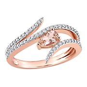 0.37 ct. t.g.w. Morganite and 0.25 ct. t.w. Diamond Wrap Ring in 10k Rose Gold - Size 5