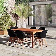 Amazonia 7-Pc. Outdoor Patio Gloser Dining Set - Black Chairs
