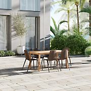 Amazonia 7-Pc. Outdoor Patio Pusher Dining Set - Brown Chairs