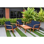 Amazonia 4pc Outdoor Patio Panker Seating Set - Blue Cushions