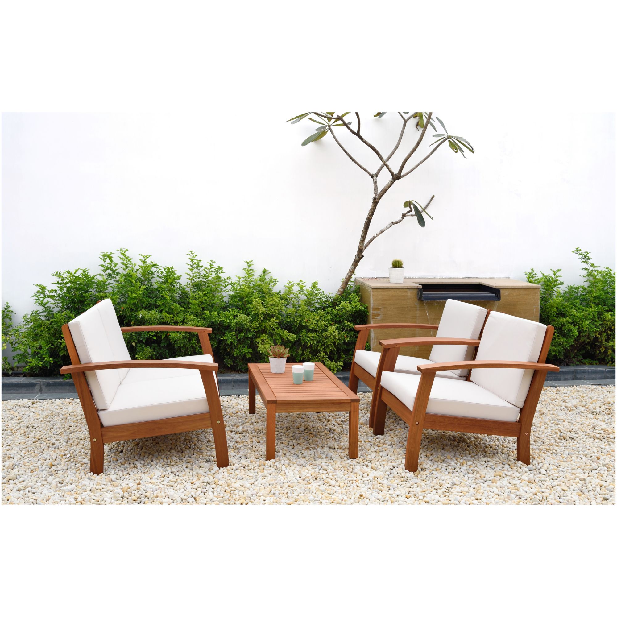 Amazonia 4 pc. Outdoor Patio Misthre Seating Set - Off-White Cushions