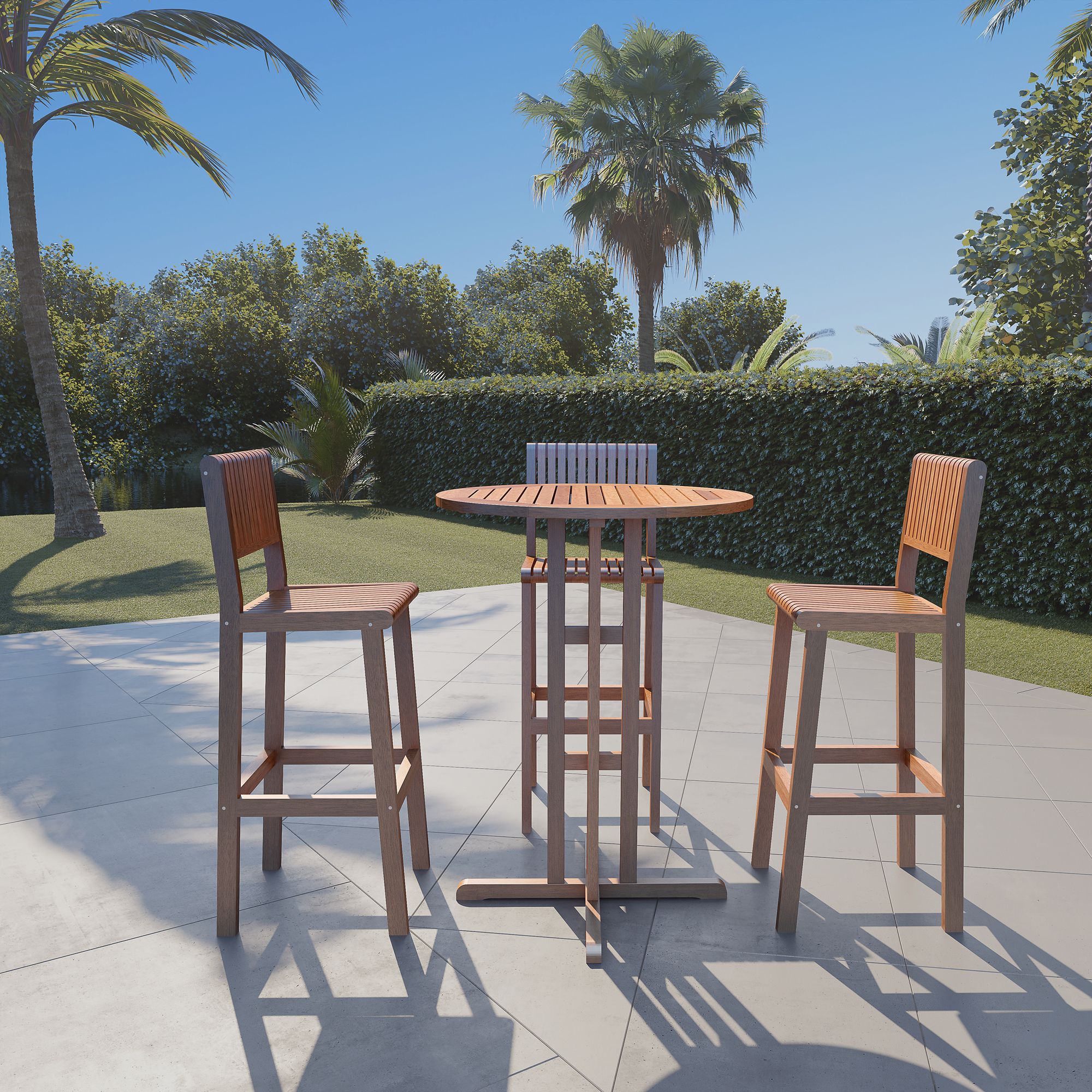 Amazonia 3pc Outdoor Patio Wood Bar Set