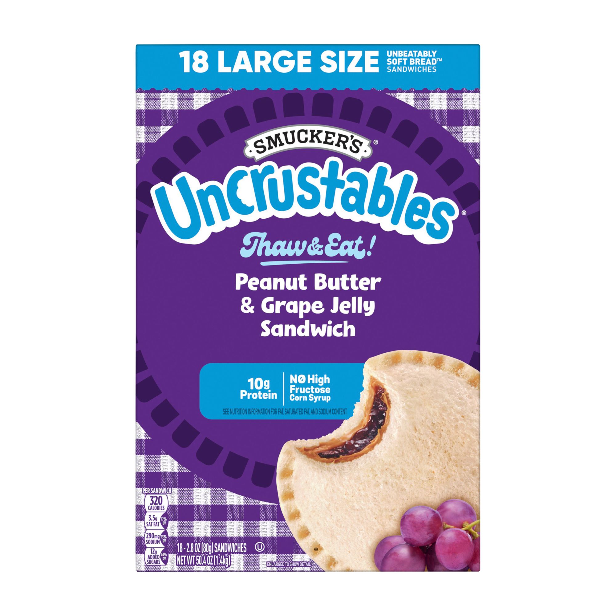 Smucker S Peanut Butter And Grape Uncrustables 18 Pk Bjs