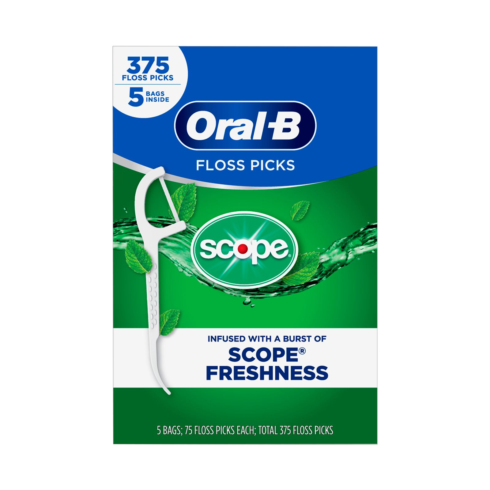Oral-B Burst of Scope Floss Picks, 375 ct. - Fresh Mint