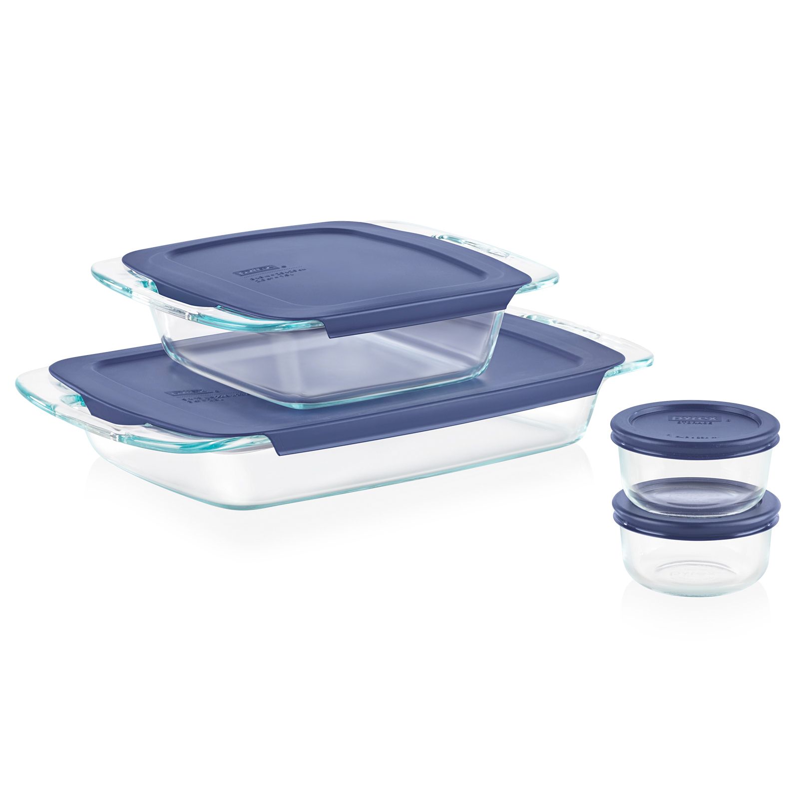 Pyrex Easy Grab 4-Piece Glass Baking Dish Set with Lids, 2-Qt