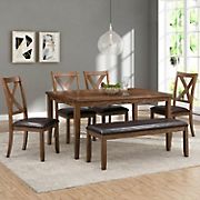 Abbyson Ronnie 6 Pc. Bench Dining Set - Light Brown