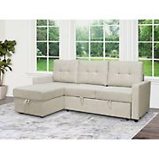 Abbyson Living Kyrie Storage Sofa Bed Reversible Sectional - Cream