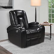Abbyson Diego Leather Power Theater Recliner - Black