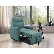 Abbyson Harlan Fabric Chair with Pullout Ottoman - Teal