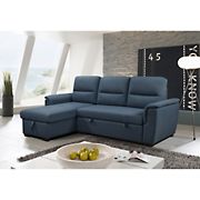 Abbyson Living Dexter Fabric Reversible Storage Sectional with Pullout Bed - Blue