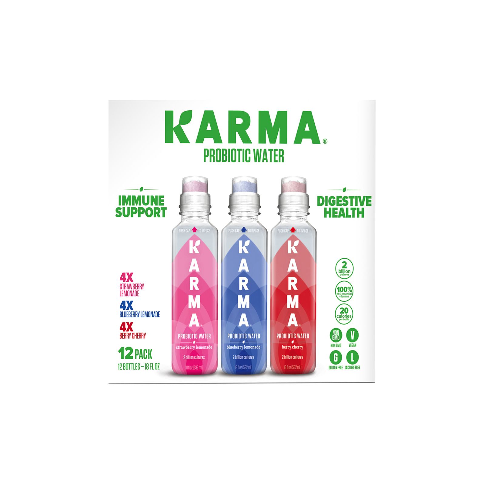 Karma Probiotic Water Variety Pack, 12 pk./18 oz.