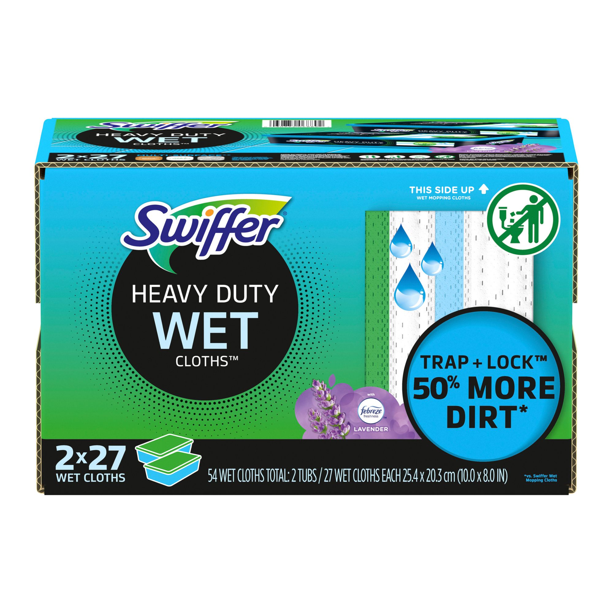 Swiffer Sweeper Heavy Duty Multi-Surface Wet Cloth Refills, Fresh scent, 2 pk./27 ct.