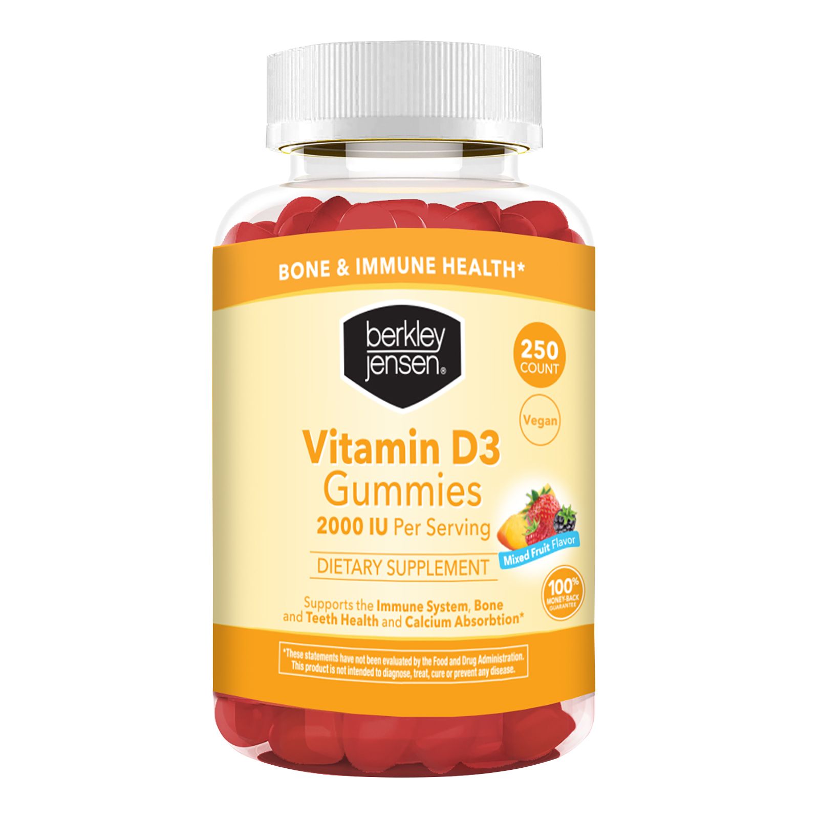 Berkley Jensen Vitamin D3 Gummy, 2000 iu./250 ct.