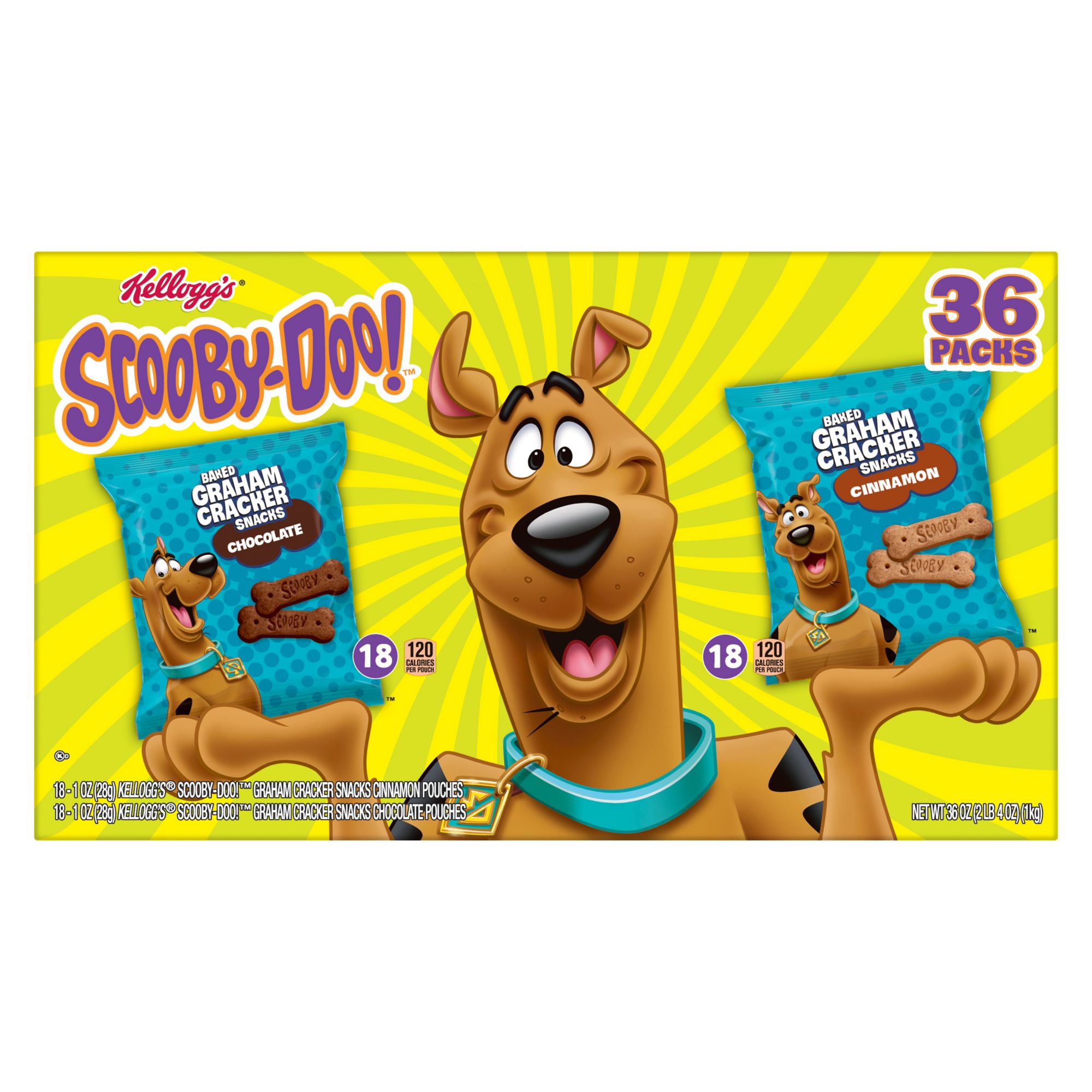 Scooby-Doo! Chocolate and Cinnamon Graham Cracker Variety Snack Packs, 36 pk.
