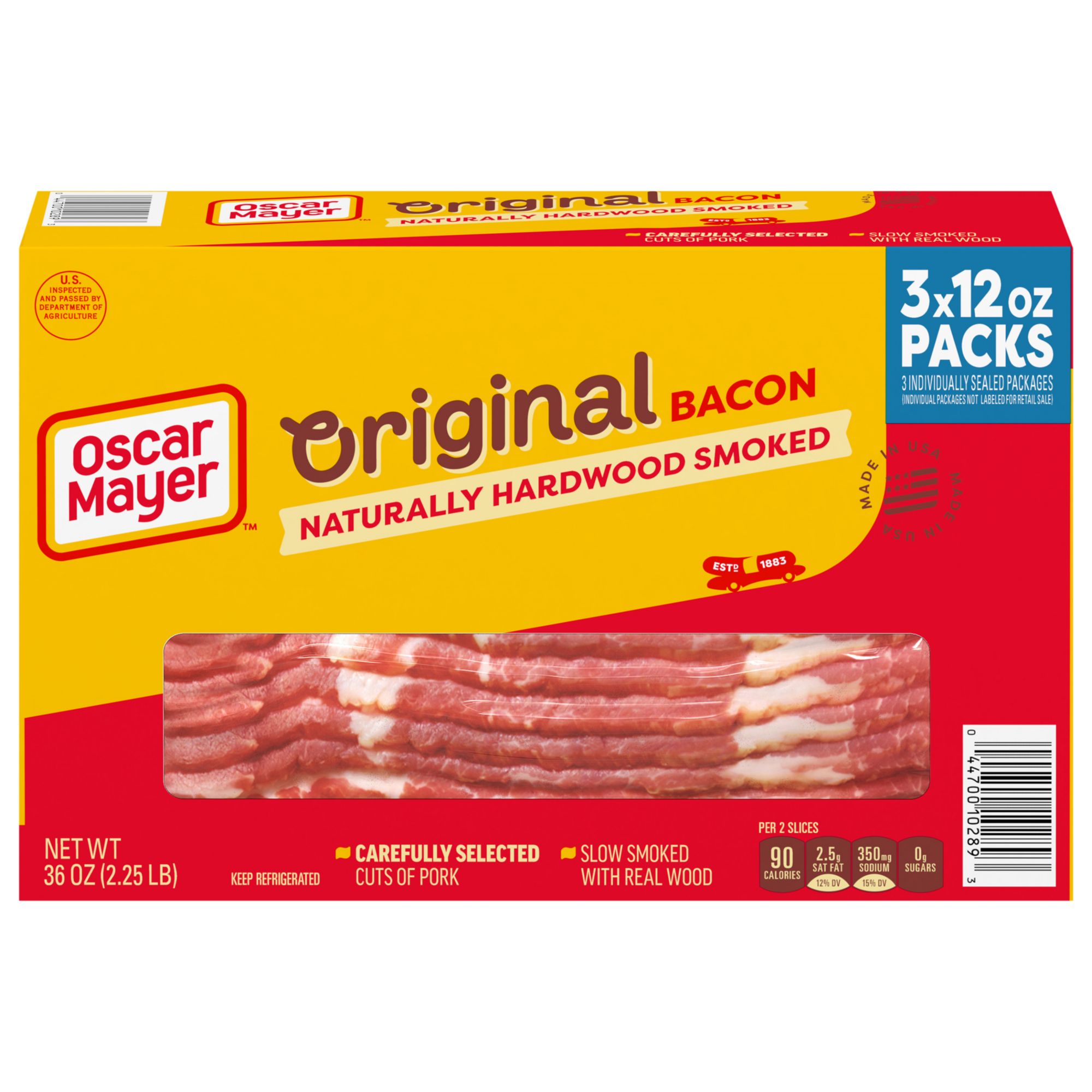 Oscar Mayer Original Naturally Hardwood Smoked Bacon, 3 pk./12 oz.