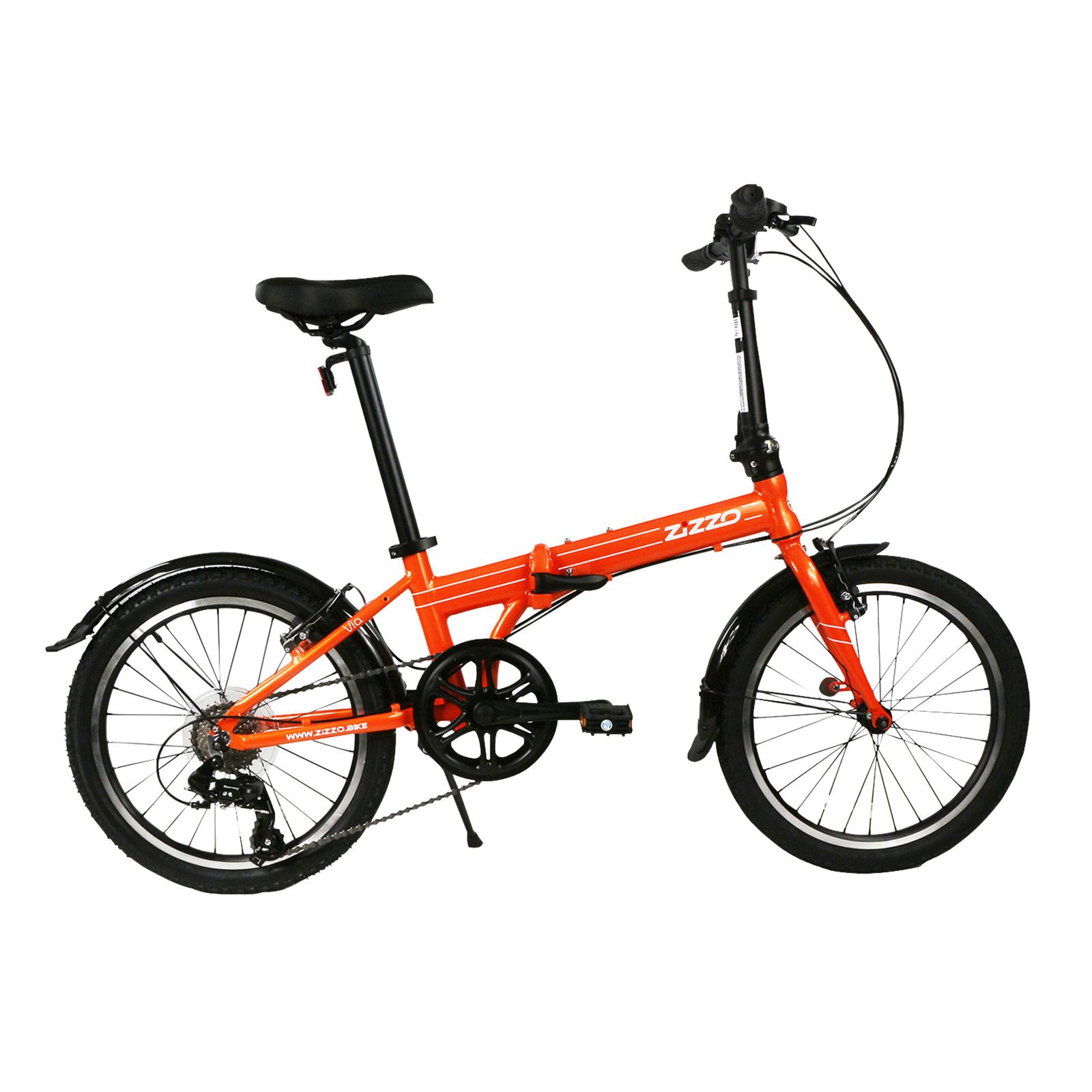 Zizzo Via Lightweight 20&quot; 7-Speed Aluminum Folding Bicycle - Orange