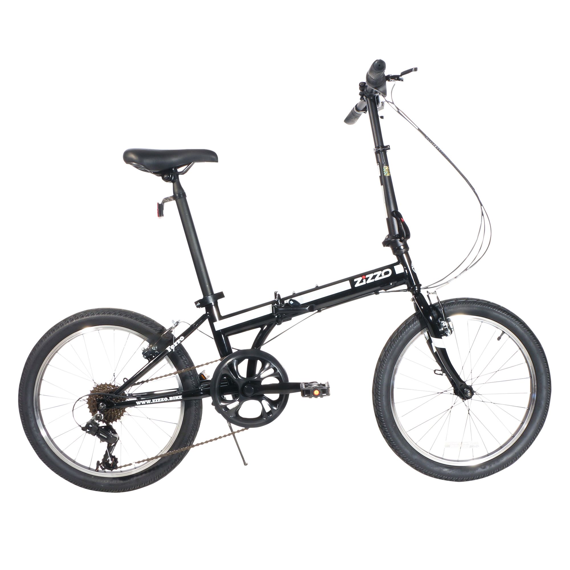 Zizzo Ferro 7-Speed HT Steel Folding Bike - Black