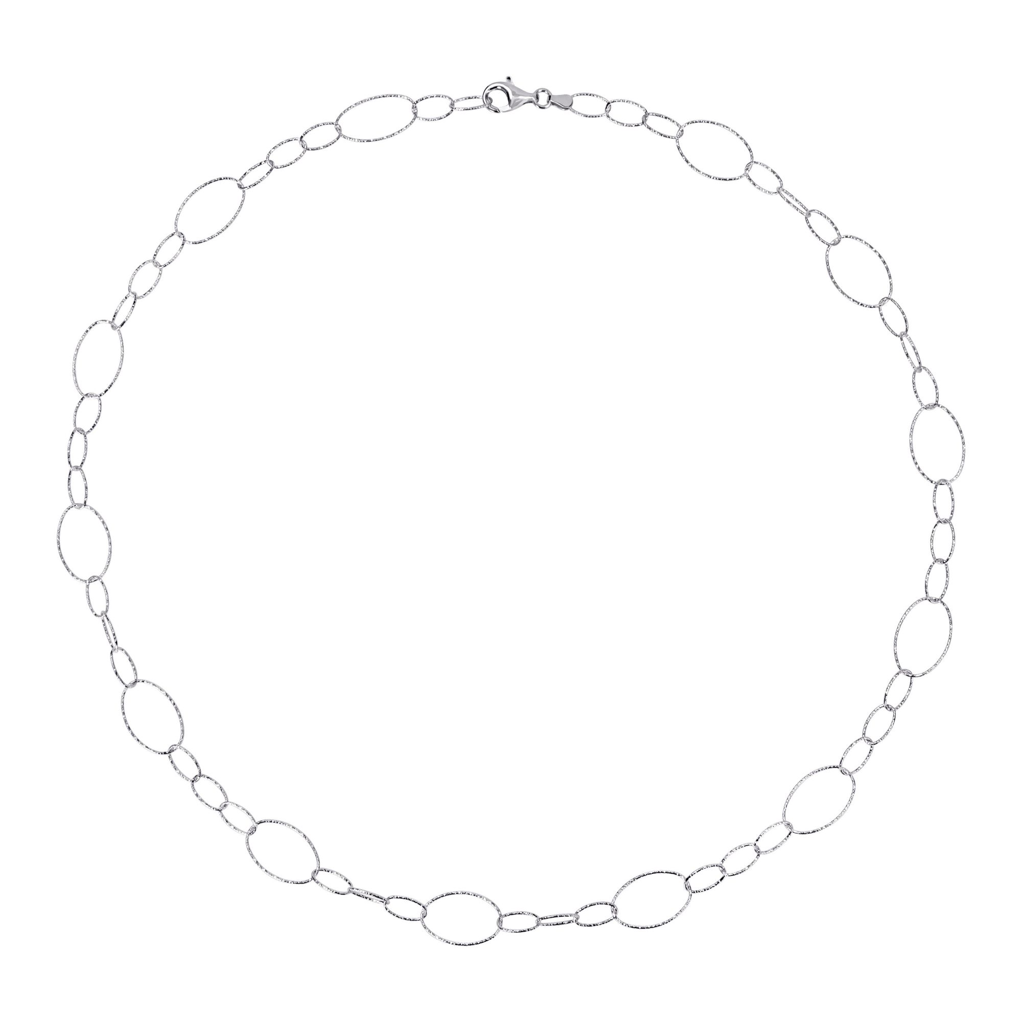 Fancy Oval Link Chain Necklace in Sterling Silver