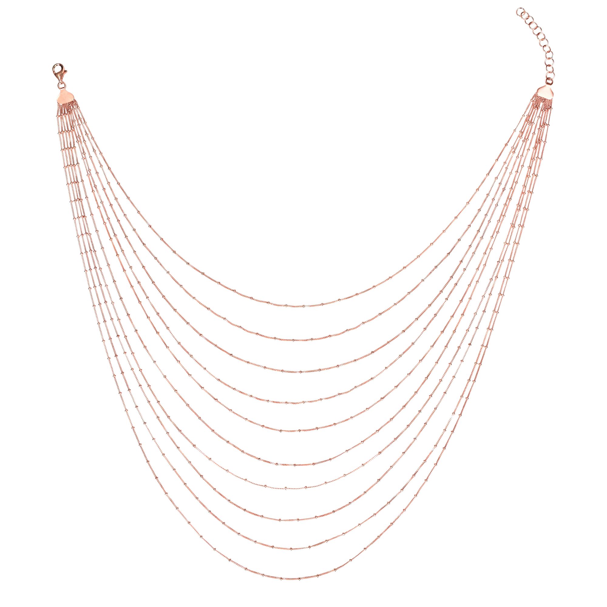Multi-Strand Chain Necklace in 18k Rose Gold Plated Silver