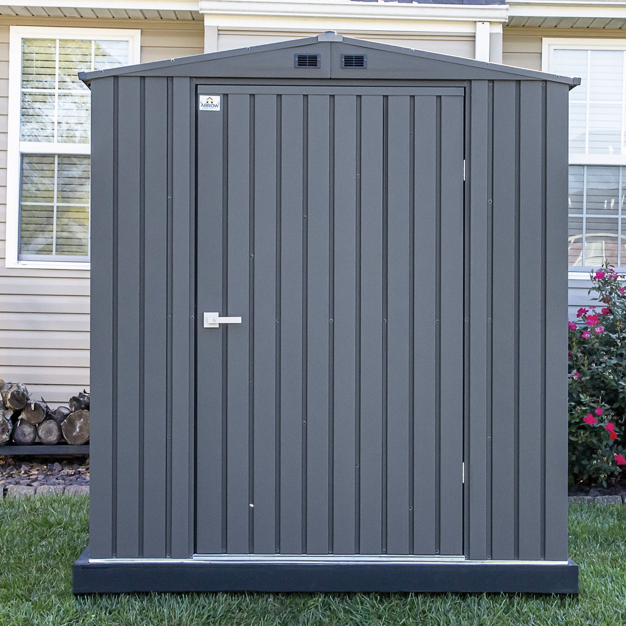 Arrow Elite 6' x 6' Steel Storage Shed - Anthracite