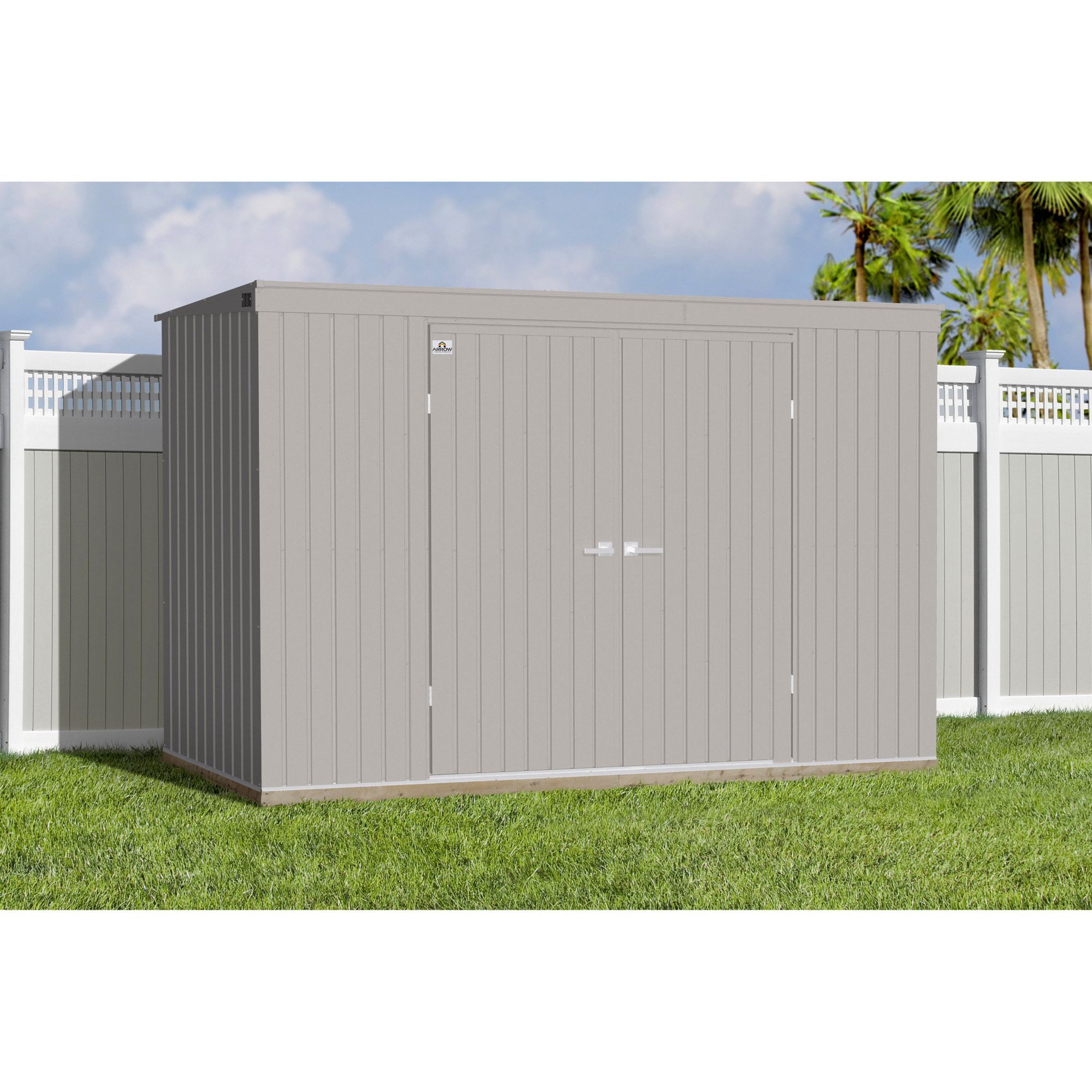 Arrow Elite 10' x 4' Steel Storage Shed - Cool Gray