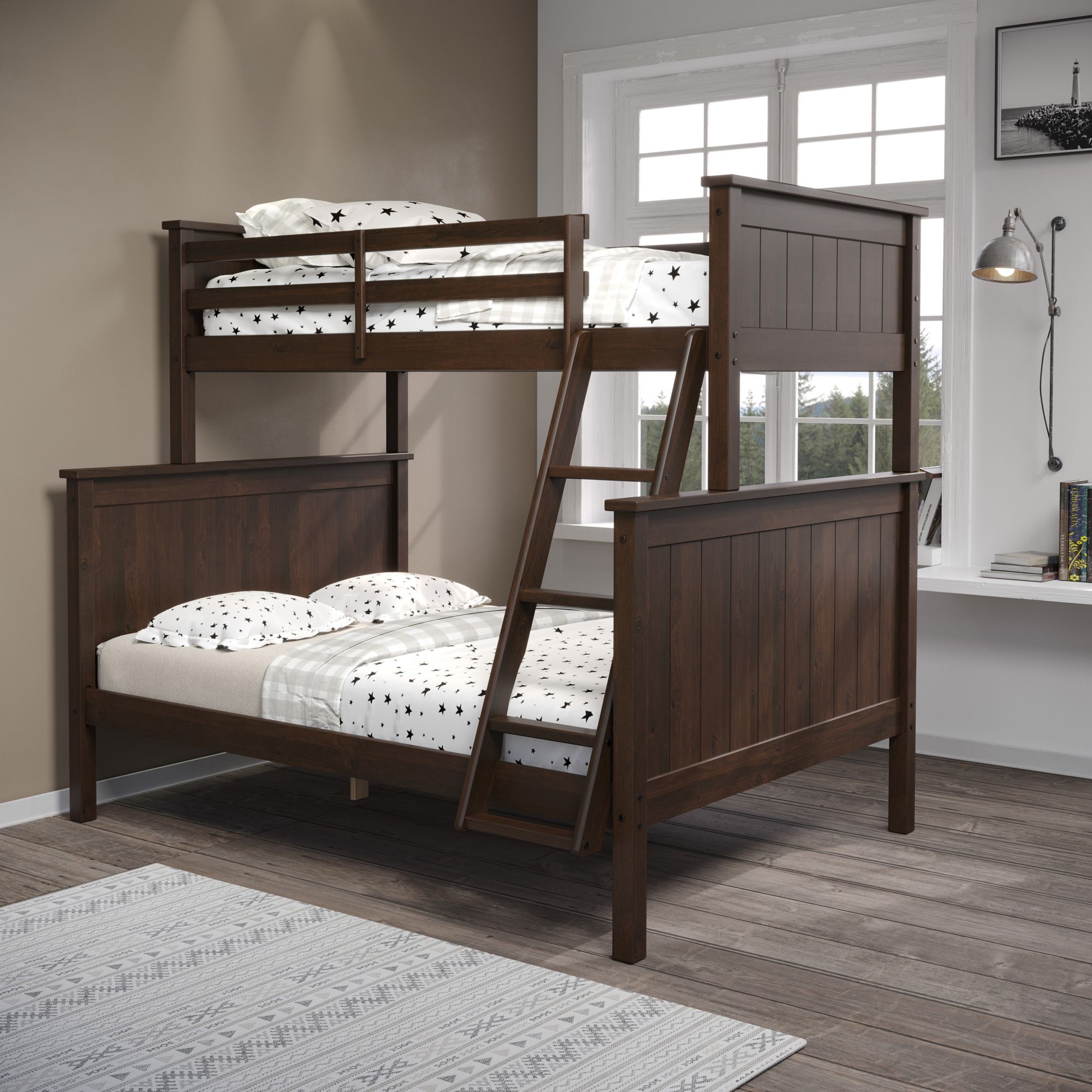 Berkley Jensen Twin Over Full Size Bunk Bed - Walnut