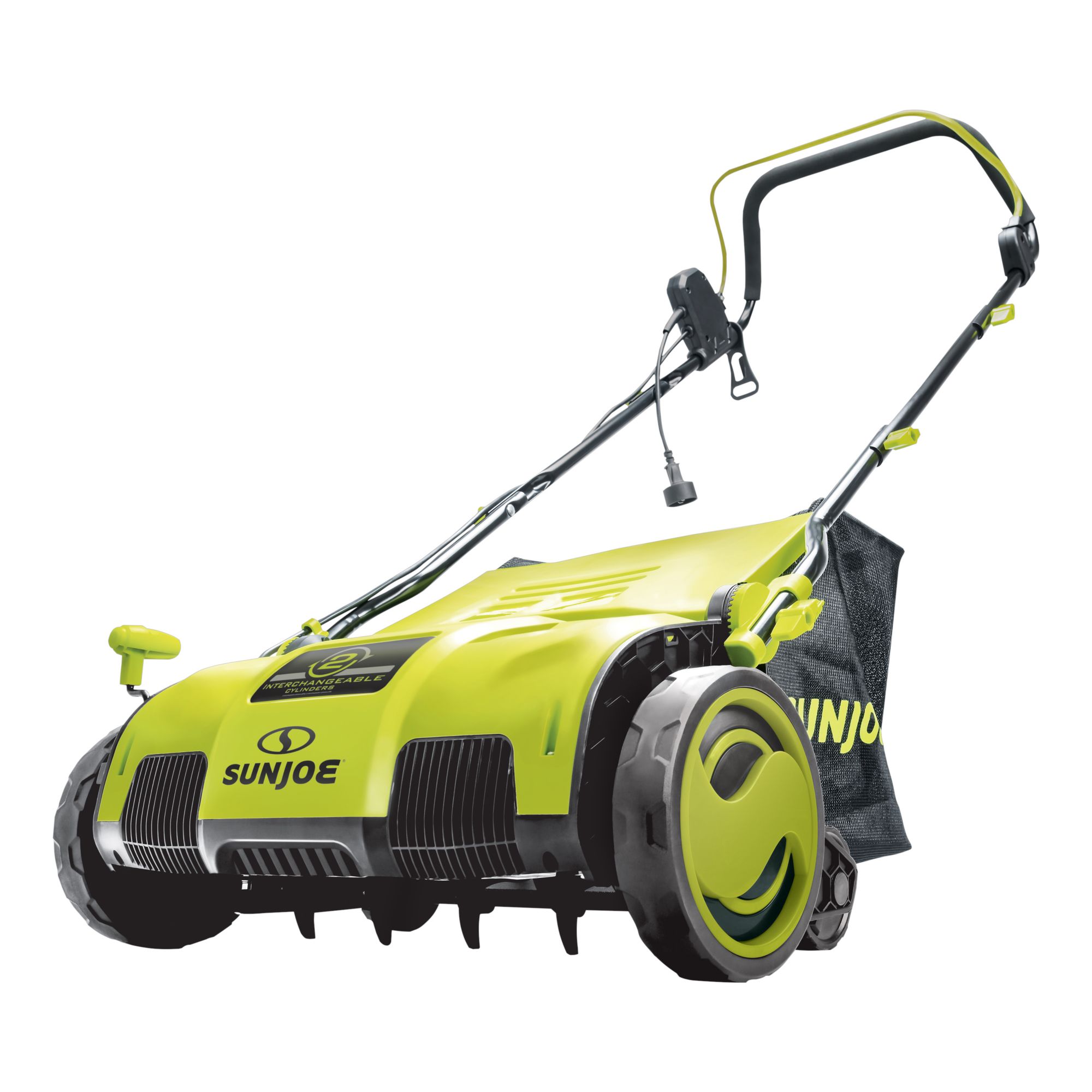 Sun Joe 15&quot; 13A Electric Scarifier and Lawn Dethatcher with 13.2-Gallon Collection Bag - Green