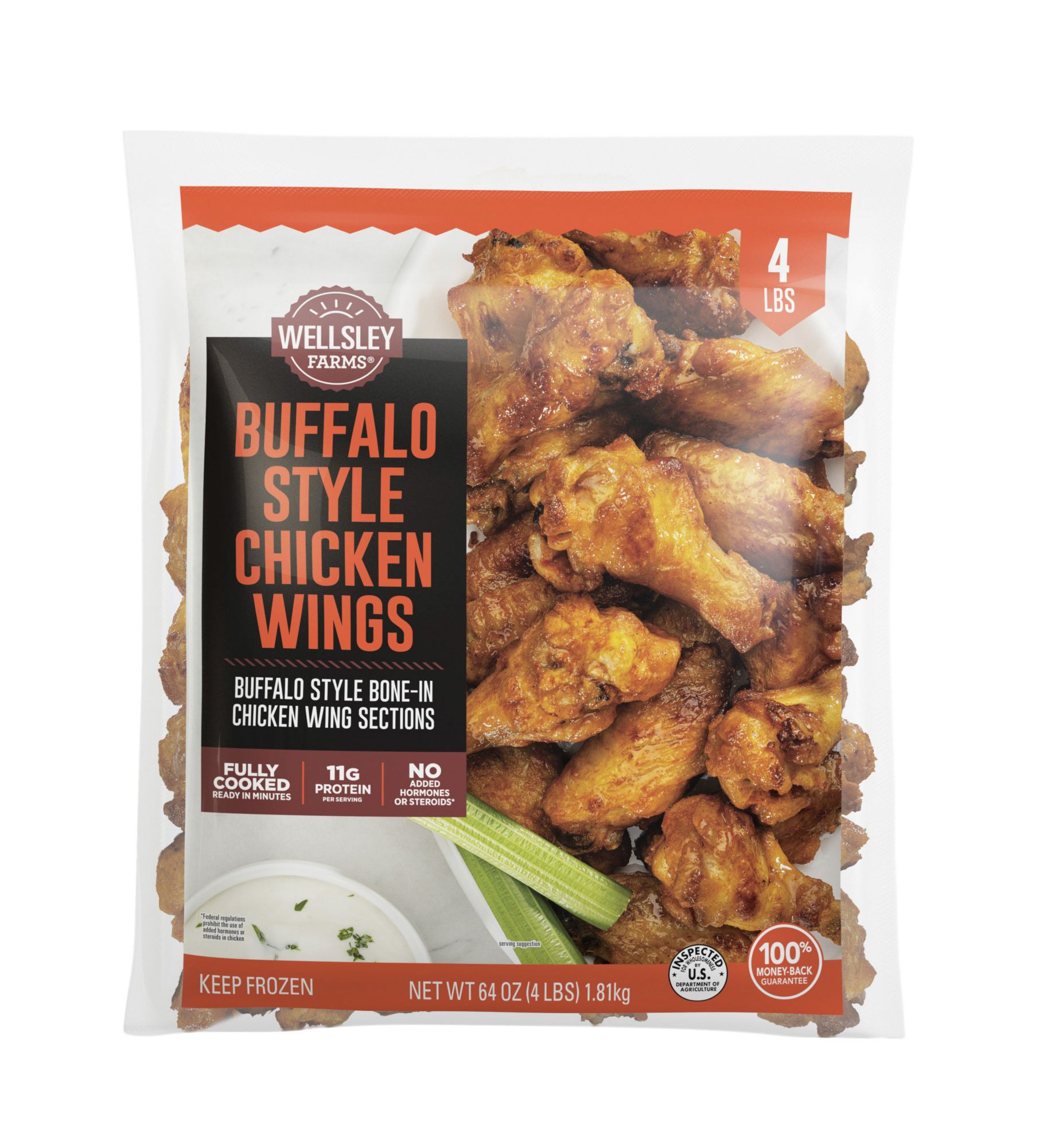 Wellsley Farms Bone-In Buffalo Style Chicken Wings, 4 lbs.