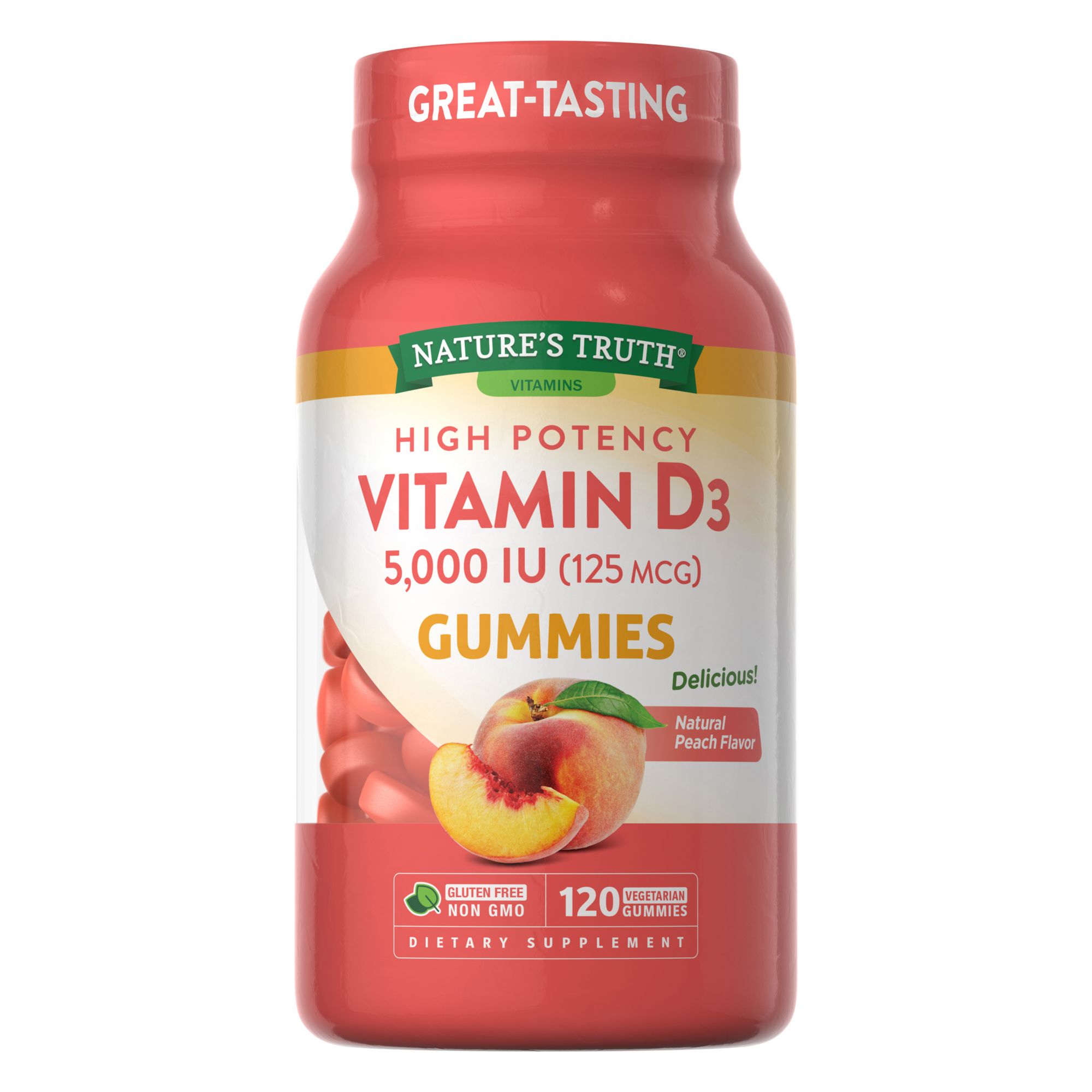 Nature's Truth Vitamin D3 Gummies, Peach Flavor, 120 ct./5,000 IU