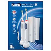 Oral-B Pro Clean X Electric Rechargeable Toothbrush with 3 Brush Head, in Grey and Blue, Dual Pack