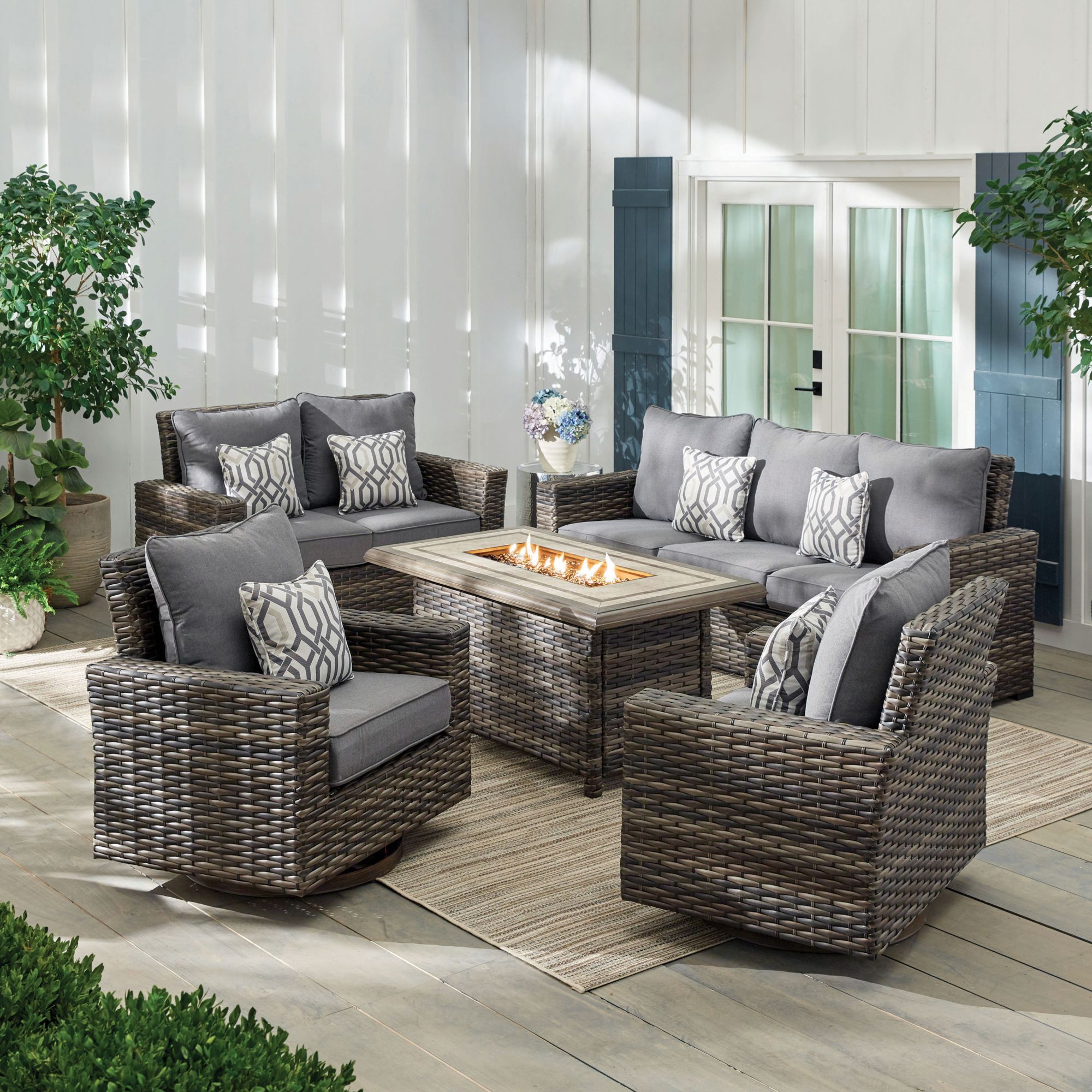 Bjs patio furniture discount with fire pit