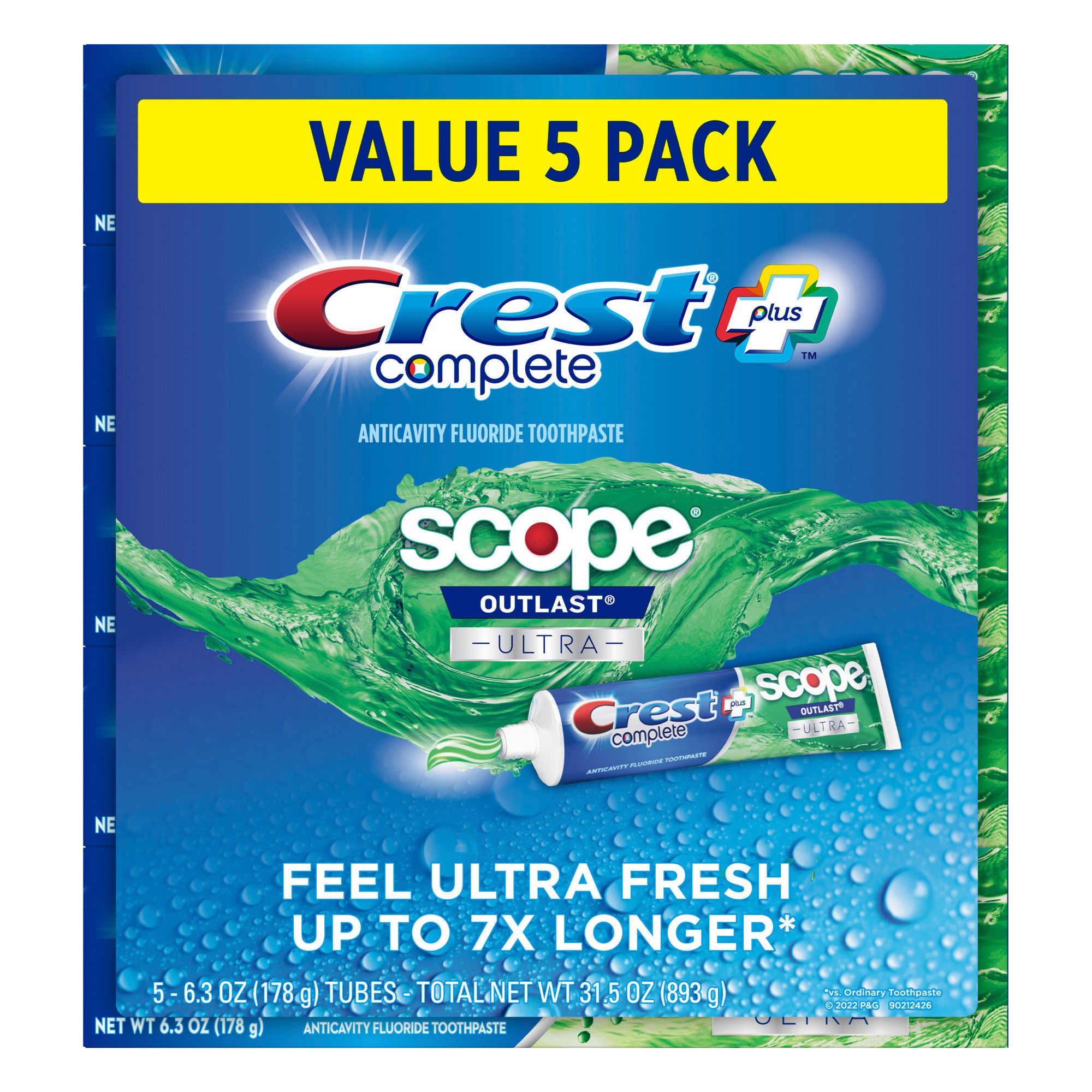 Crest Complete Plus Scope Outlast Ultra Toothpaste, 5 pk./6.3 oz.