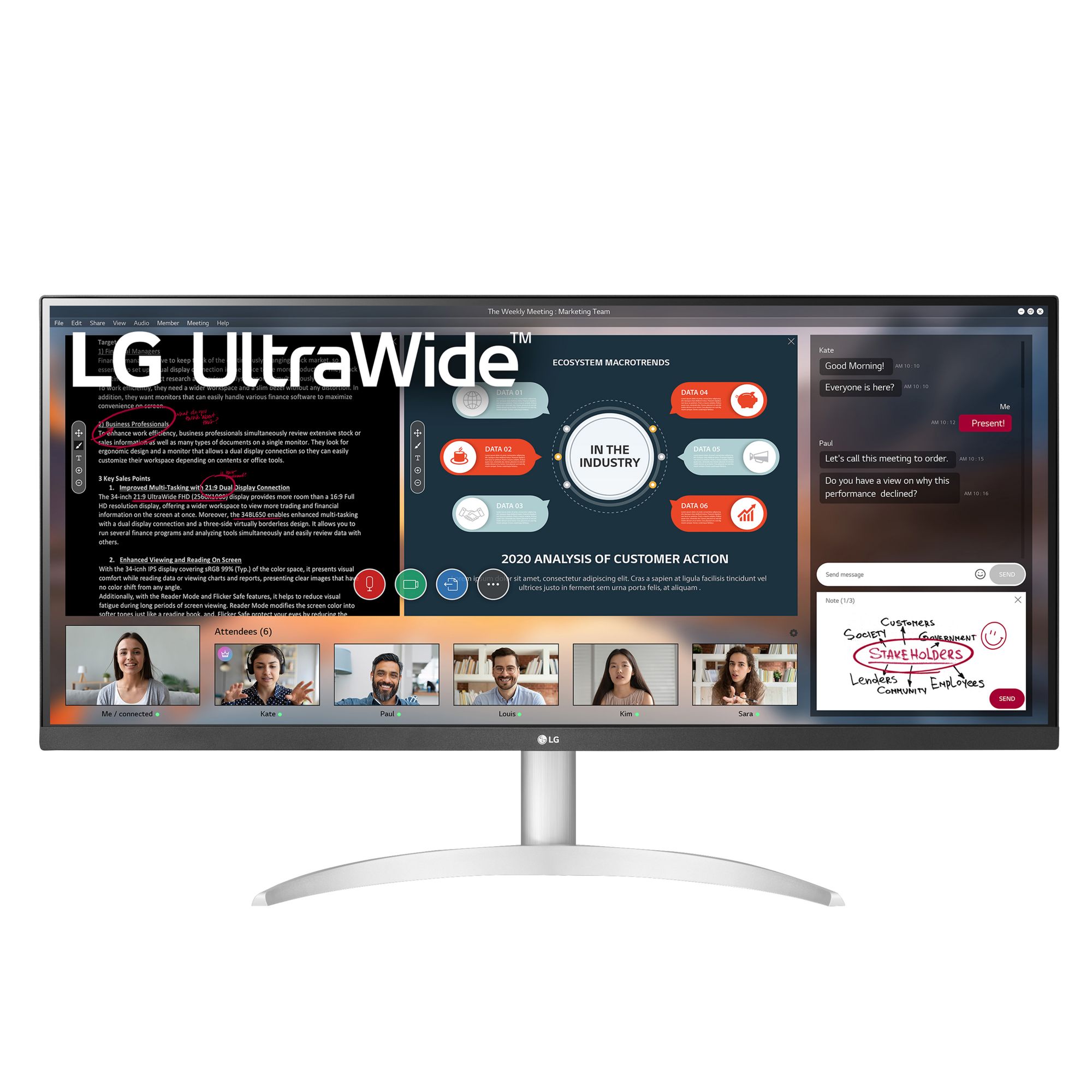 LG 34WP50S-W 34&quot; UltraWide 1080p FHD HDR IPS Monitor with AMD FreeSync