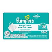 Pampers Baby Clean Wipes Fragrance Free 13X Pop-Top Packs, 1040 ct.