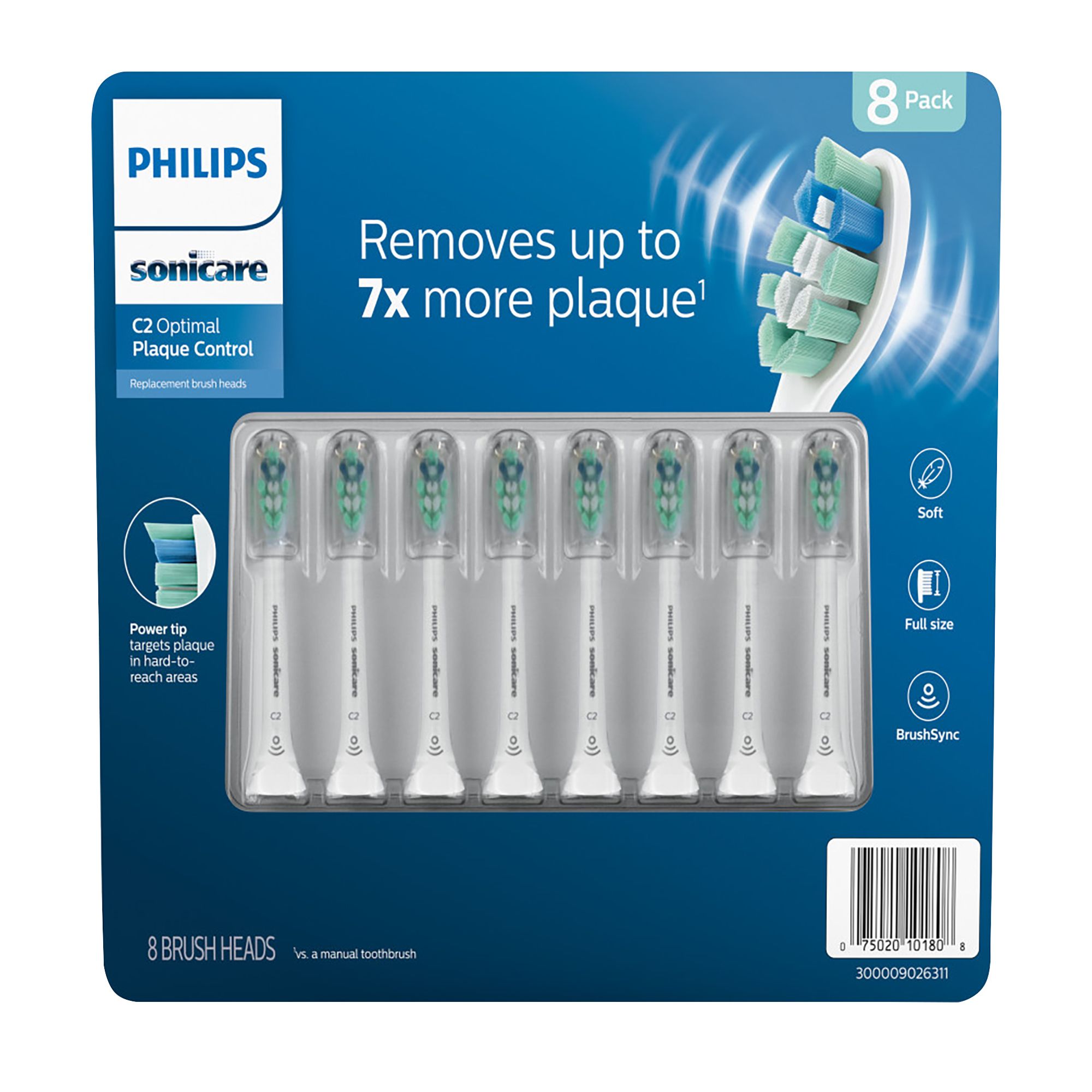Philips Sonicare Replacement Toothbrush Heads with BrushSync Technology, 8 pk. - White