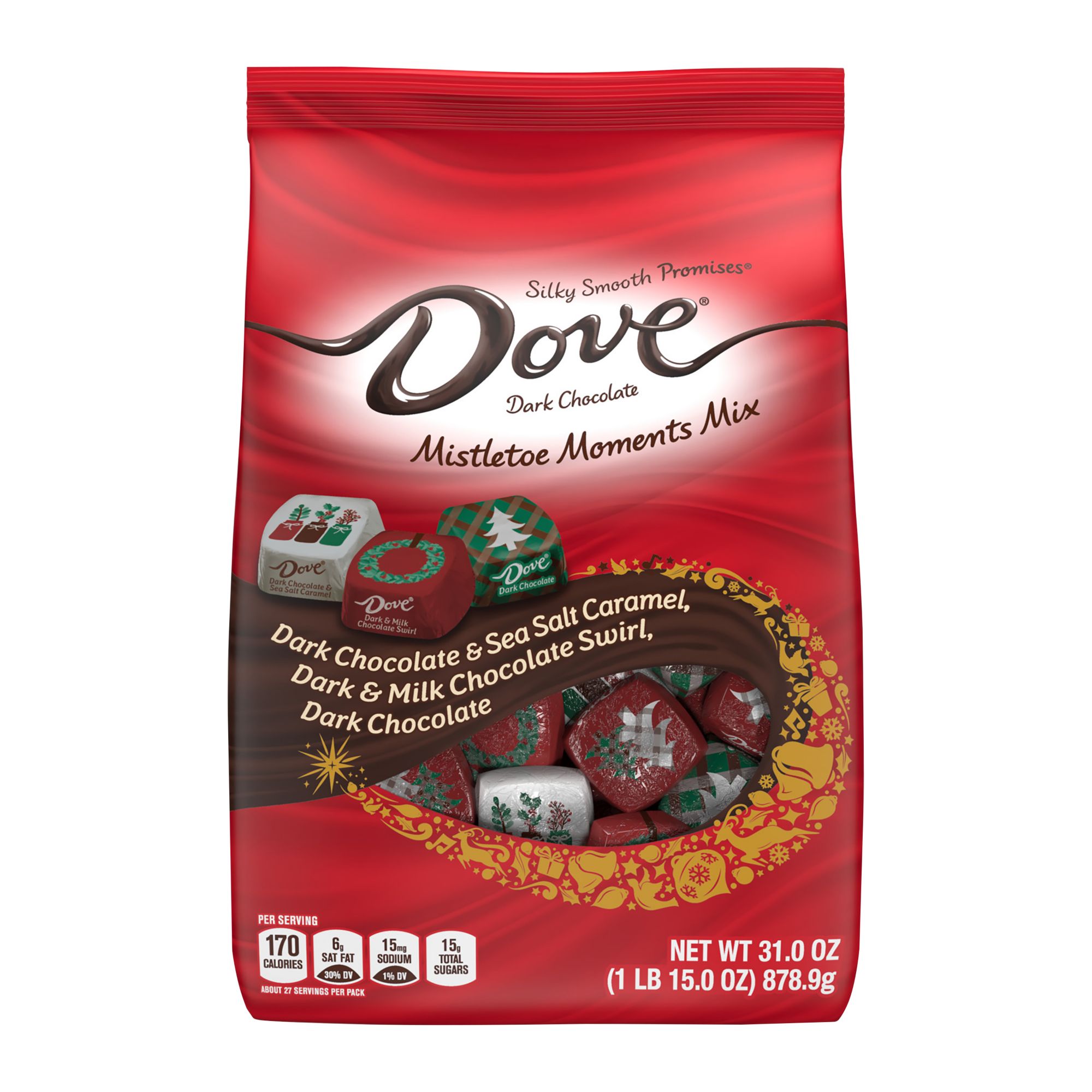 Dove Assorted Dark Chocolate Christmas Candy Variety Pack, 31 oz.