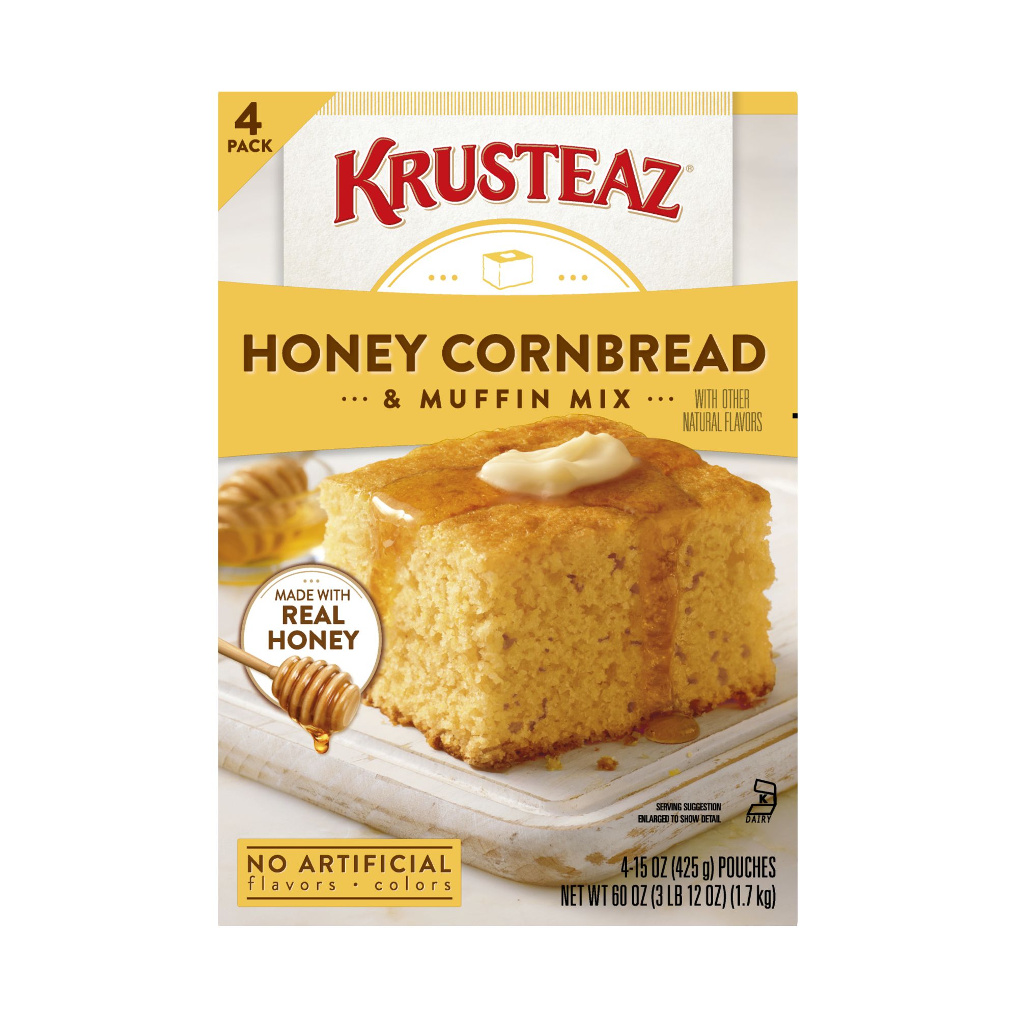 Krusteaz Natural Honey Cornbread and Muffin Mix, 60 oz.