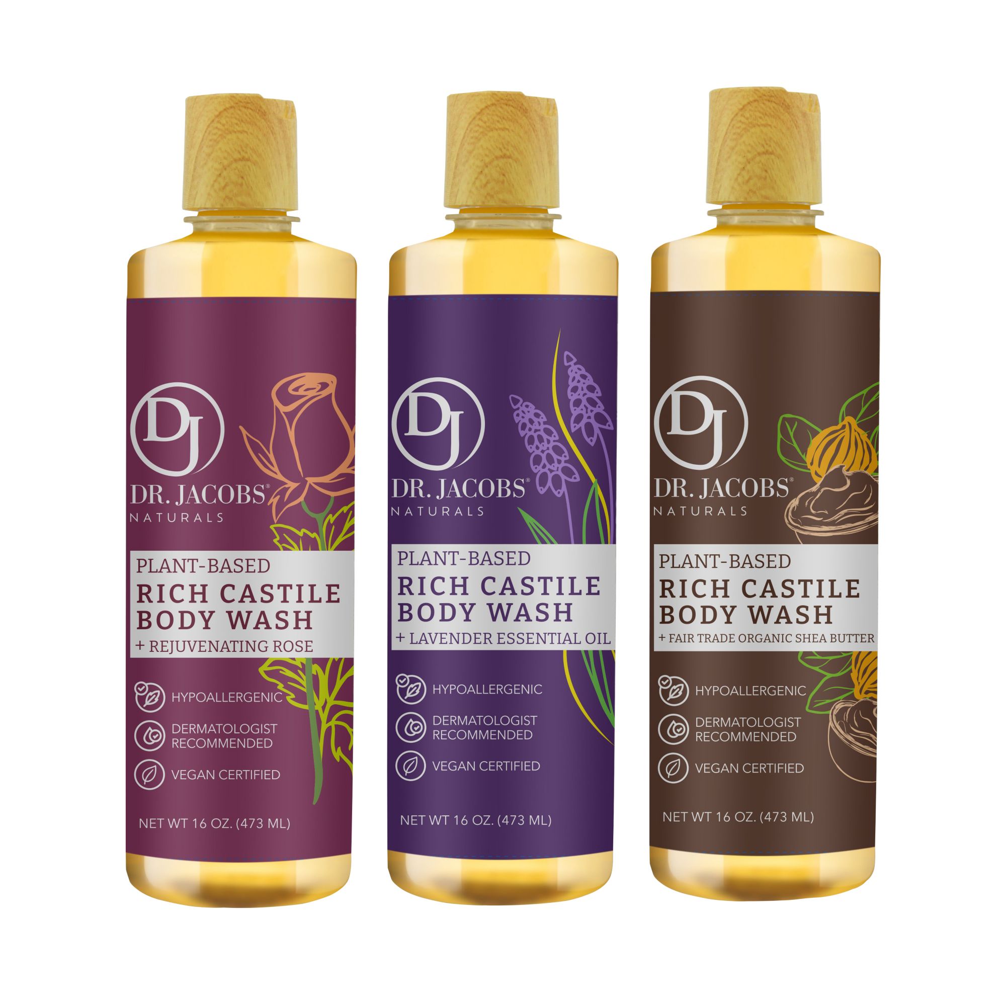 Dr Jacobs Naturals Castile Soap, 3 pk./16 oz. RO/LA/SB