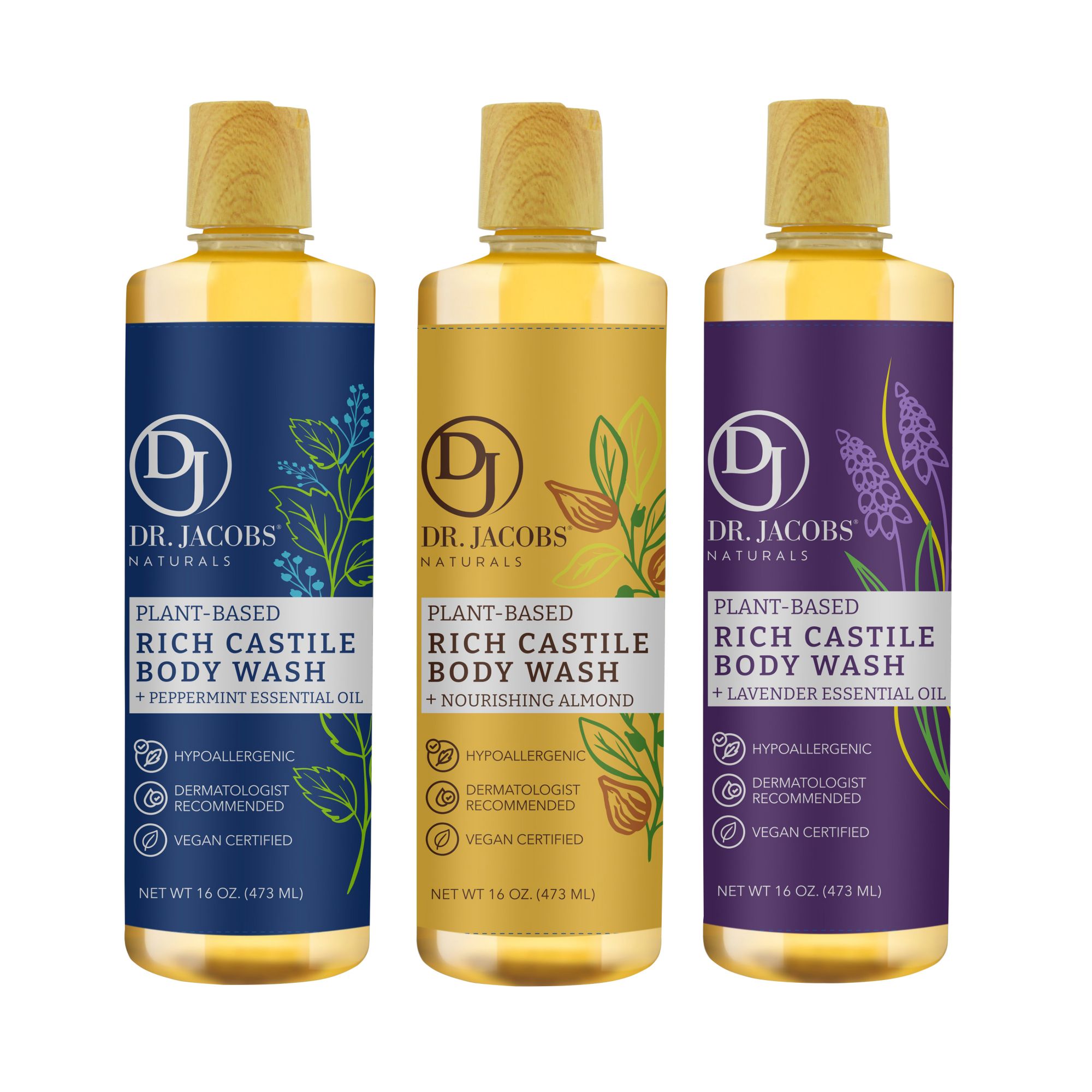 Dr Jacobs Naturals Castile Soap, 3 pk./16 oz. PP/AH/LA