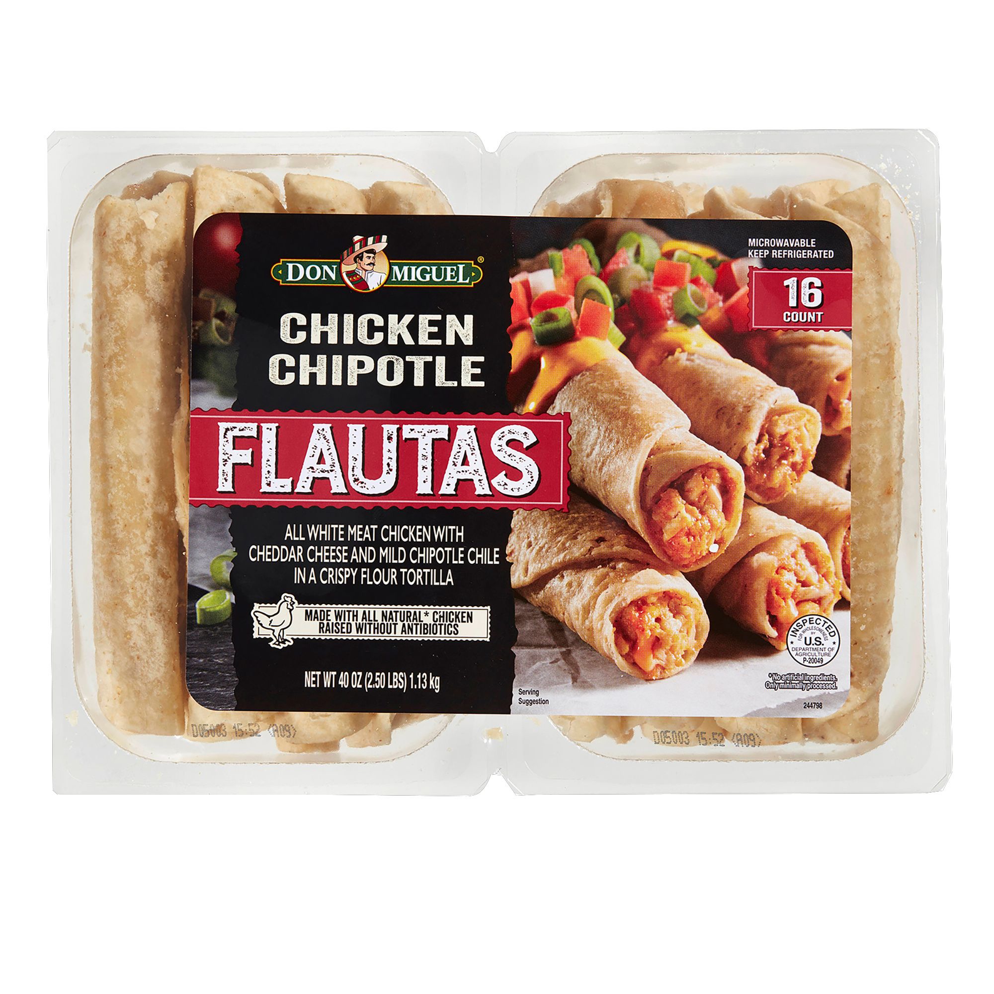 Don Miguel Chicken and Cheese Flautas, 16ct./2.5oz.