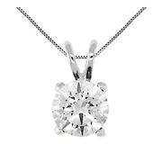 Amairah 0.75 ct. t.w. Lab Grown Diamond Solitaire Pendant Necklace 14k White Gold Round Shape Prong Set with 18&quot; Chain