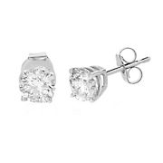 Amairah 0.5 ct. t.w. Lab Grown Diamond Stud Earrings 14k White Gold Round Shape Prong Set with Push Backs (Butterfly Backs)